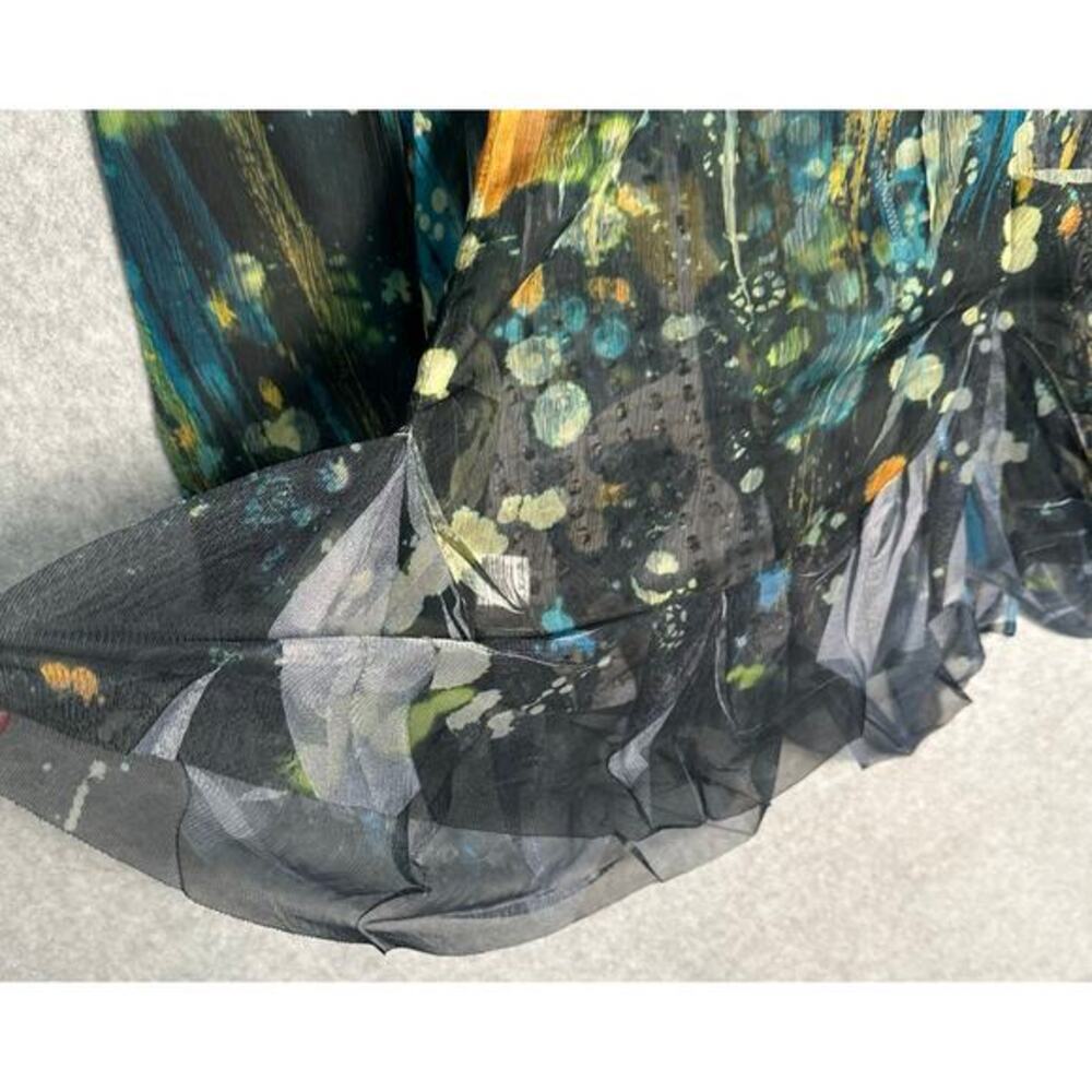 Fleur De‎ Lis Sz M Long Sheer Full Zip Abstract Jacket Top Fairy Artsy Whimsy - Picture 11 of 16